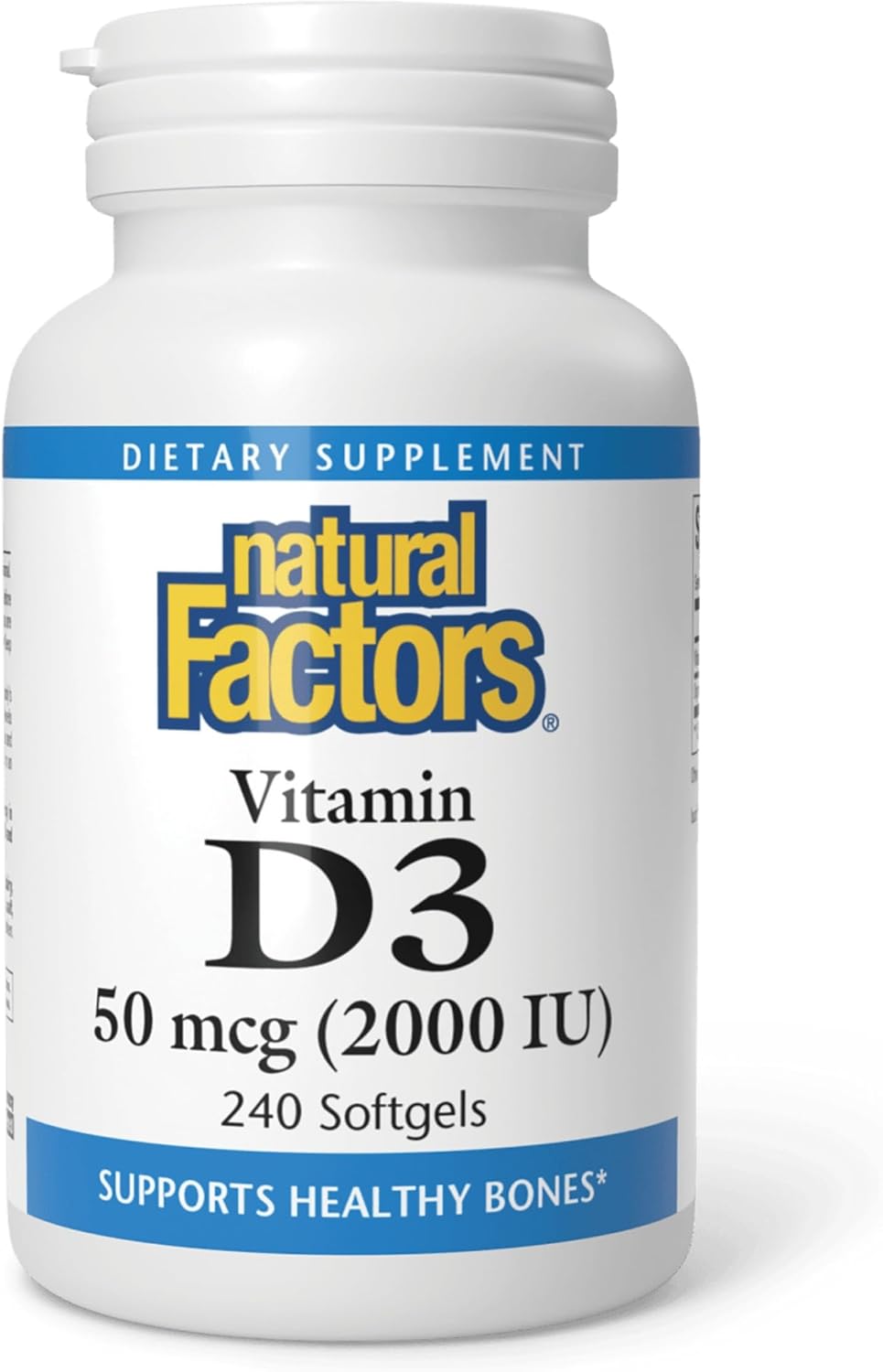 Natural Factors Vitamin D3 2000 IU, 240 Soft Gels - görsel 1