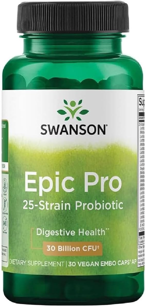 Swanson Epic-Pro 25-Strain Probiotic with Prebiotic FOS – 30 Billion CFU (30 Vegan DRcaps) - görsel 1