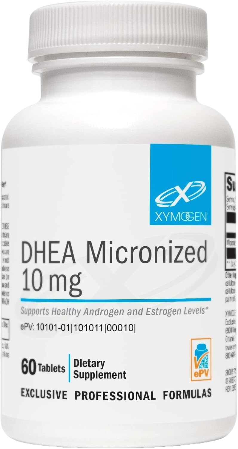 XYMOGEN DHEA Micronised - 10 mg Dehydroepiandrosterone - Androgen and Oestrogen Support - Gluten-Free, Soya-free & Dairy-free - 60 Tablets - görsel 1