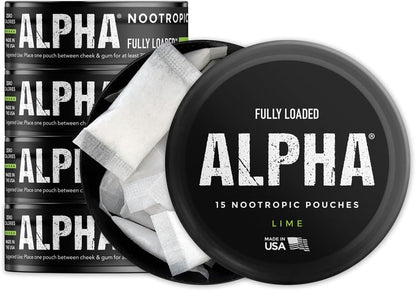 Fully Loaded Alpha Nootropic Pouches (Lime Flavour) – 5 Cans