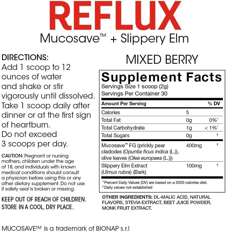 Reflux – Digestive Supplement with Mucosave FG and Slippery Elm Bark (30 Servings) - görsel 1