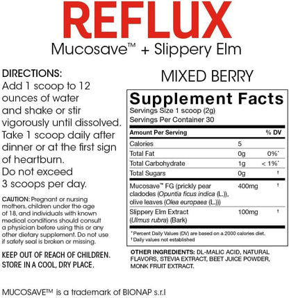 Reflux – Digestive Supplement with Mucosave FG and Slippery Elm Bark (30 Servings)