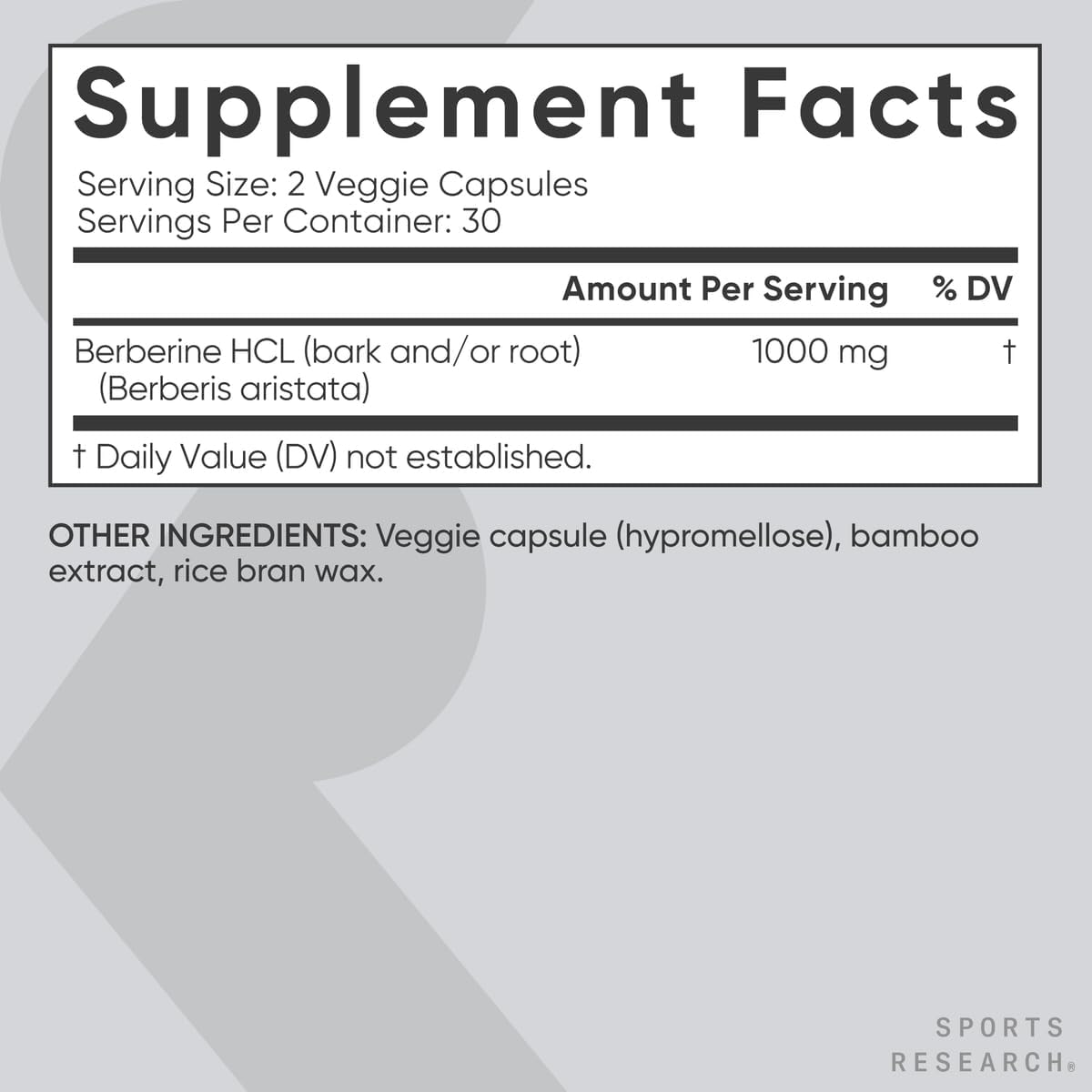 Sports Research Berberine - Herbal Ayurvedic Metabolic Support - 1000 mg - 60 Capsules - Vegan, Gluten-Free, Non-GMO - görsel 5