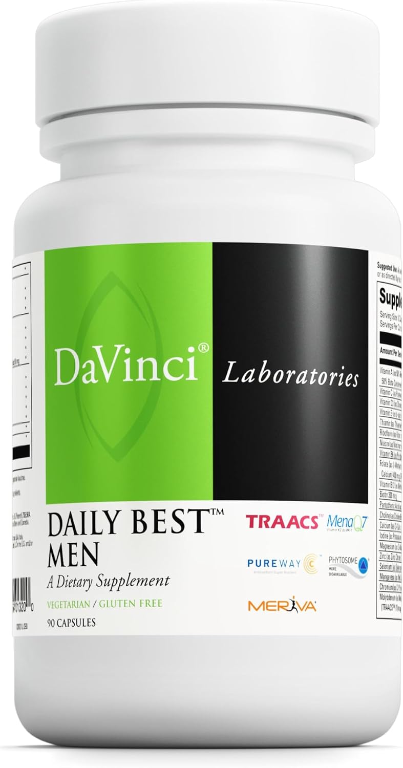 DAVINCI Labs - Daily Best Men - A Dietary Supplement with Vitamin B6, Vitamin B12, Vitamin C, Vitamin K2, and More - Vegetarian, Gluten-Free - 90 Capsules - görsel 1