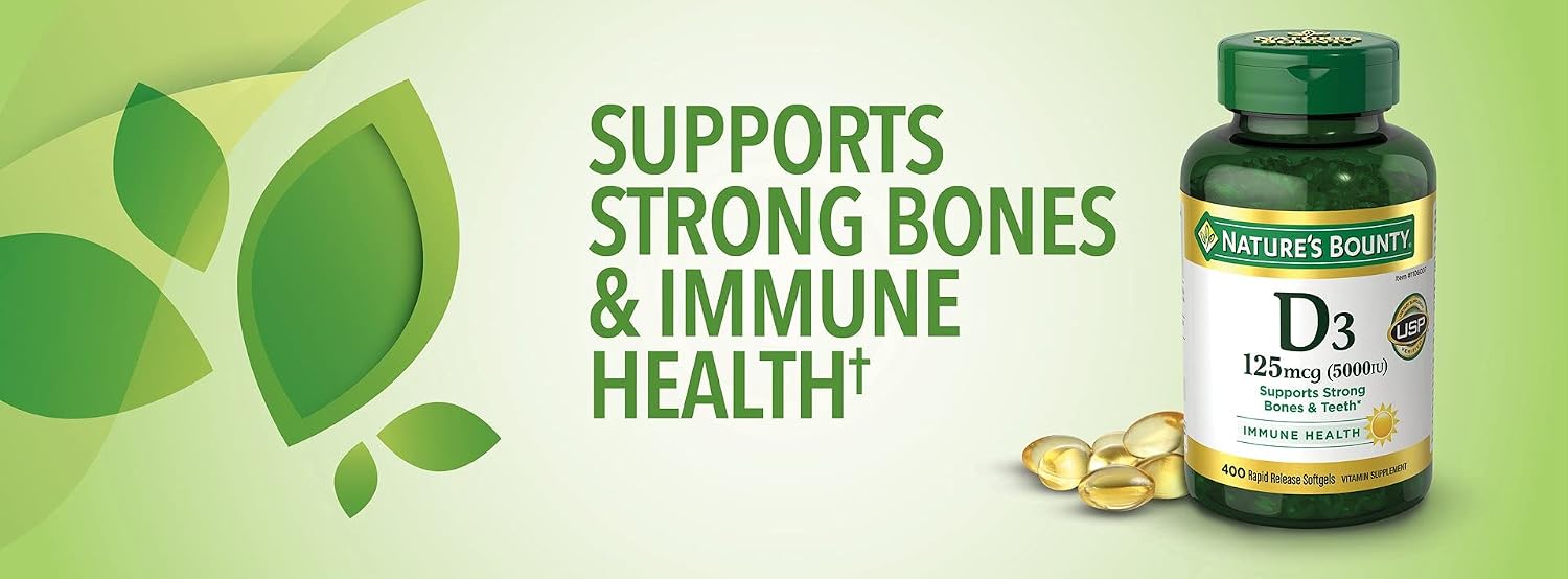 Nature's Bounty Immune Health Vitamin D3 5000 IU, Rapid Release Softgels, 400 Capsules - görsel 2