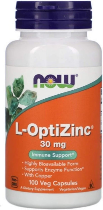 Now Foods Optizinc 30mg with Copper, 100 Capsules