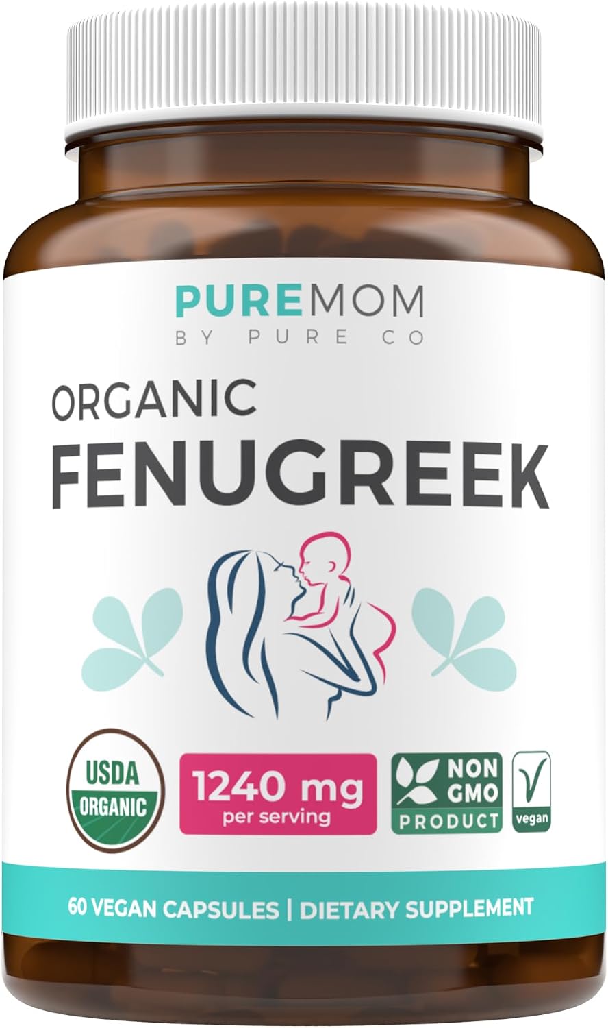 Pure Co Organic Fenugreek Capsules – Breastfeeding Support – 60 Capsules - görsel 1