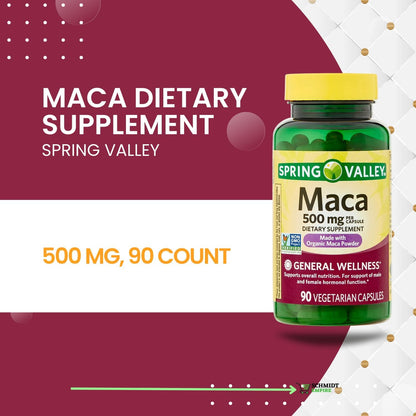 Maca Food Supplement, 500 mg, to Support General Wellbeing (90 Capsules)