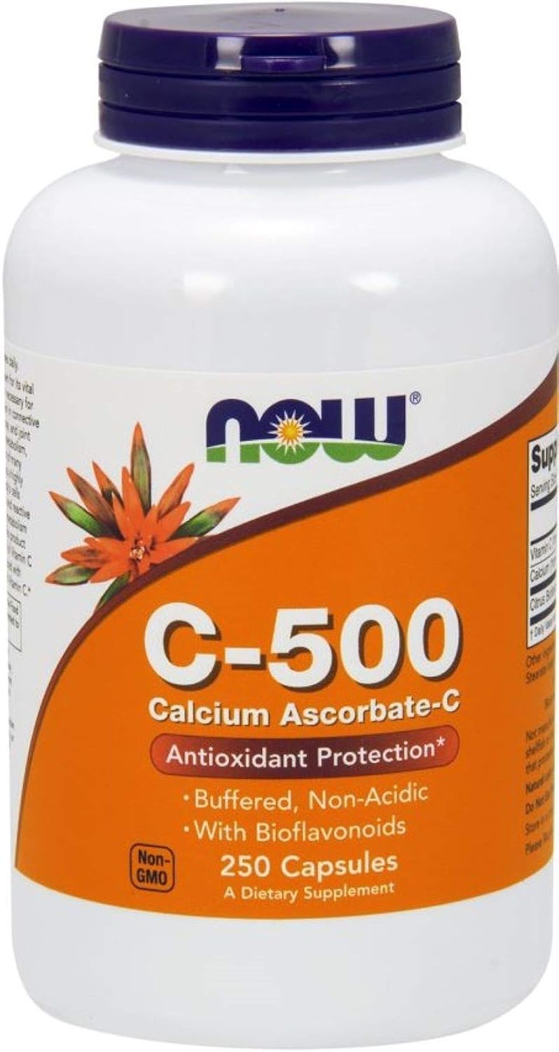 NOW Foods Vitamin C-500 Calcium Ascorbate, 250 Veggie Capsules - görsel 1