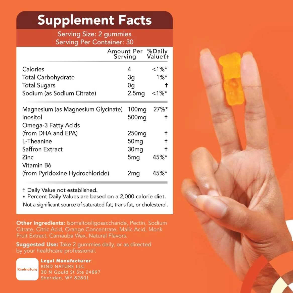 GOJOY NATURALS Kids Focus Gummies – Saffron, Magnesium Glycinate, L-Theanine and Inositol Supplement for Focus and Calm - görsel 4
