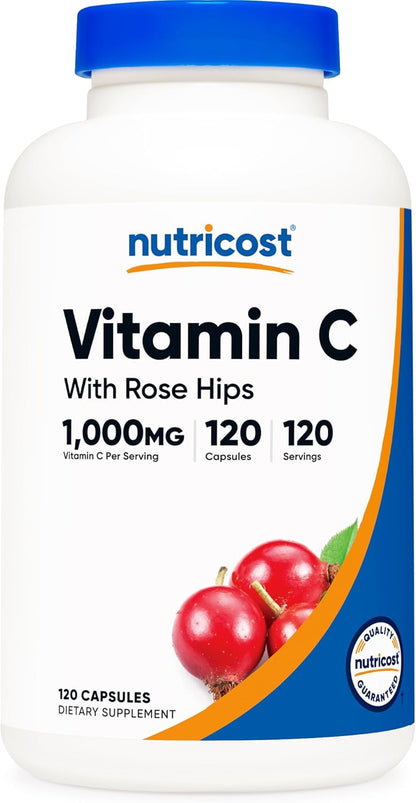 Nutricost Vitamin C with Rose Hips 1025mg, 120 Capsules