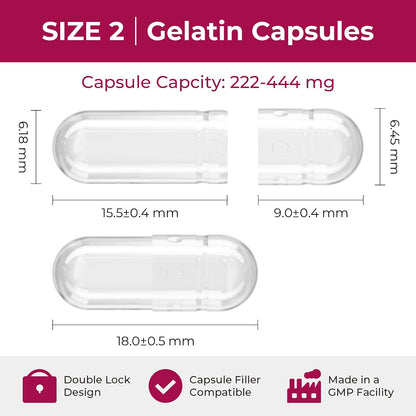 ATLEMISME Empty Gelatin Capsules Size 2 - 100 Capsules