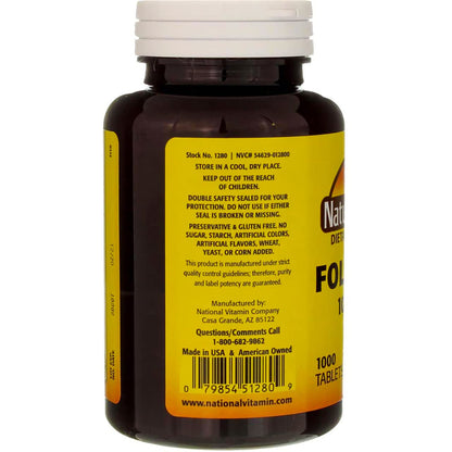 Nature's Blend Folic Acid 1000 mcg - 1000 Tablets (Pack of 3)
