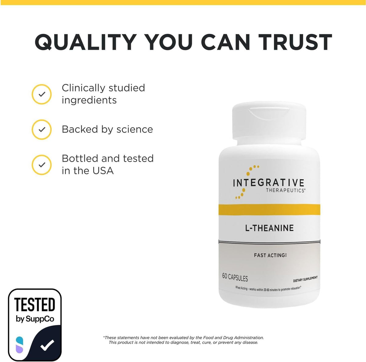 Integrative Therapeutics L-Theanine - Amino Acid Supplement for Stress & Relaxation Support - Vegan, Gluten-Free & Dairy-Free - Third-Party Tested - 60 Capsules - görsel 6