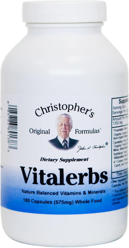 Christopher's Original Formulae Vitalerbs, Nutrient-Rich Herbal Supplement, 180 Vegetarian Capsules