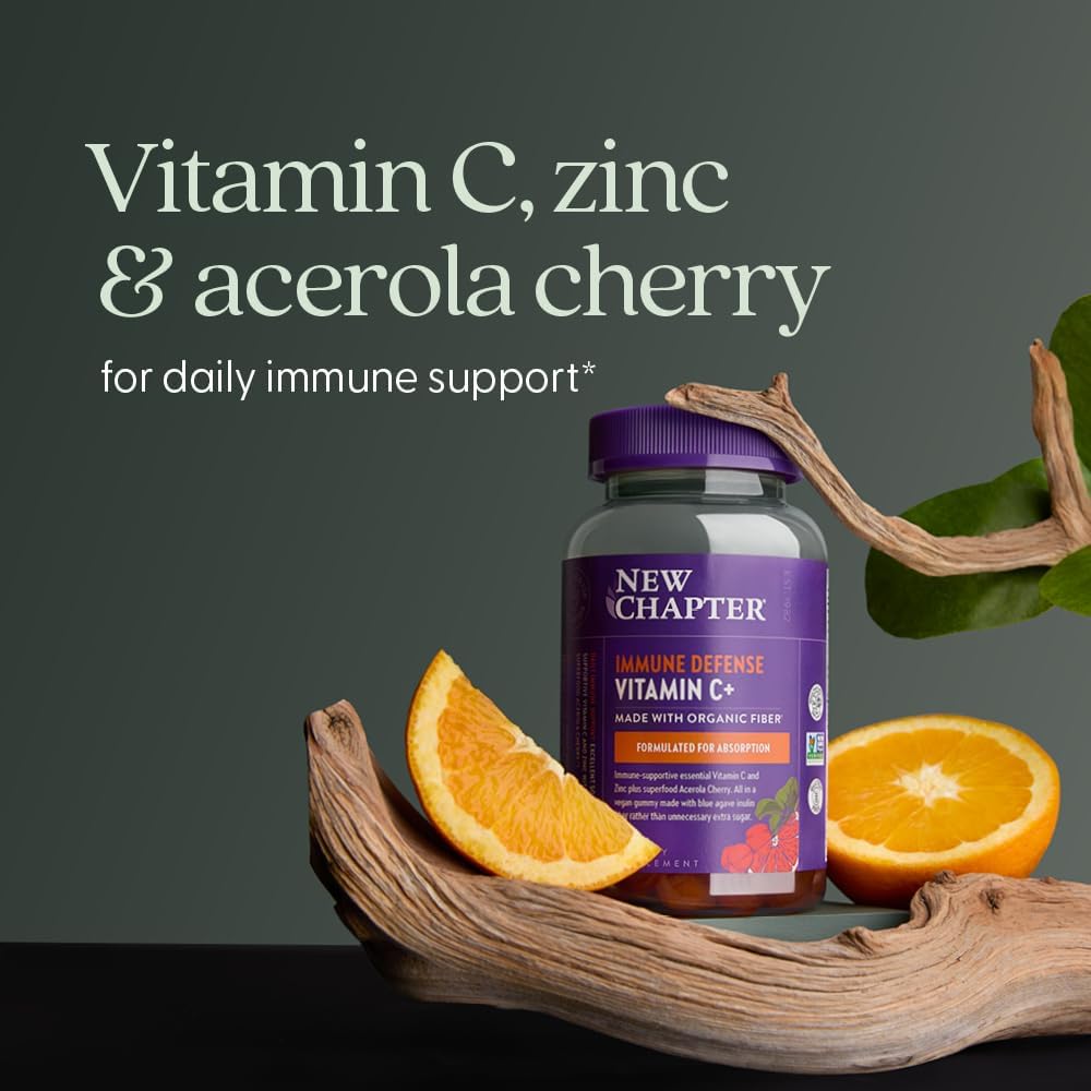 New Chapter Vitamin C+ Gummies – 35% Less Sugar, Immune Support, Citrus Flavoured, 60ct - görsel 3