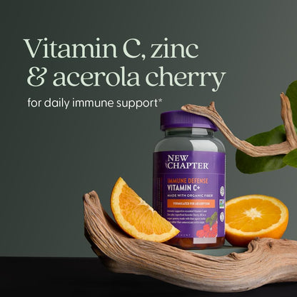 New Chapter Vitamin C+ Gummies – 35% Less Sugar, Immune Support, Citrus Flavoured, 60ct