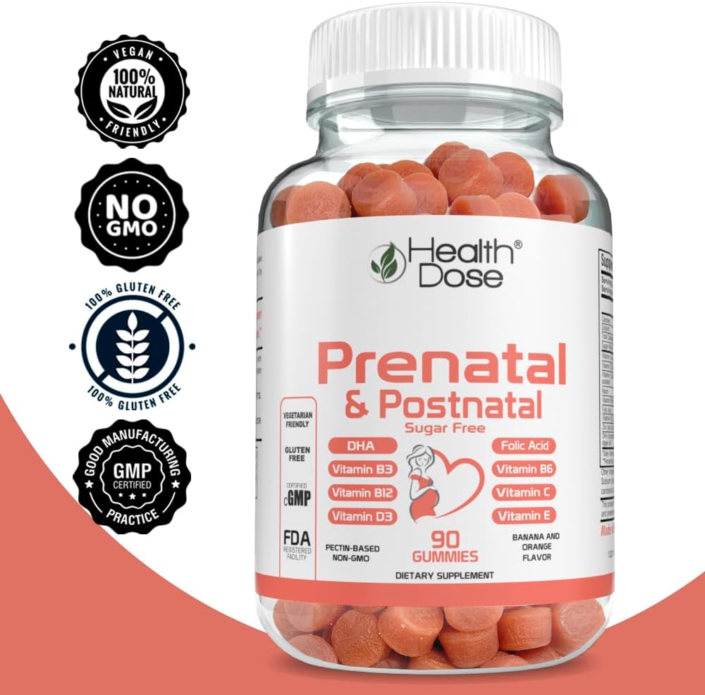 Health Dose Prenatal/Postnatal Complex Supplement - Vitamin B6, B12, C, Zinc - 90 Gummies - görsel 6