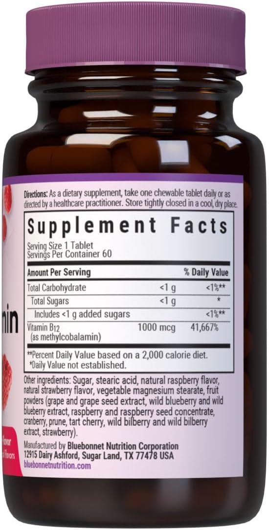 EarthSweet Methylcobalamin 1000 mcg Chewable Tablets - Raspberry Flavour - 60 Count - görsel 2