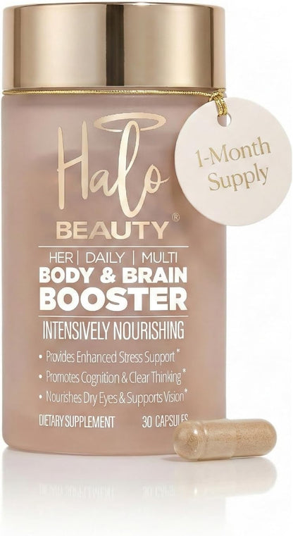Halo Beauty Her Daily Multi | Women's Multivitamin Supplement with B6, D3 and Zinc | Vegan Daily Capsules | 1-Month Supply