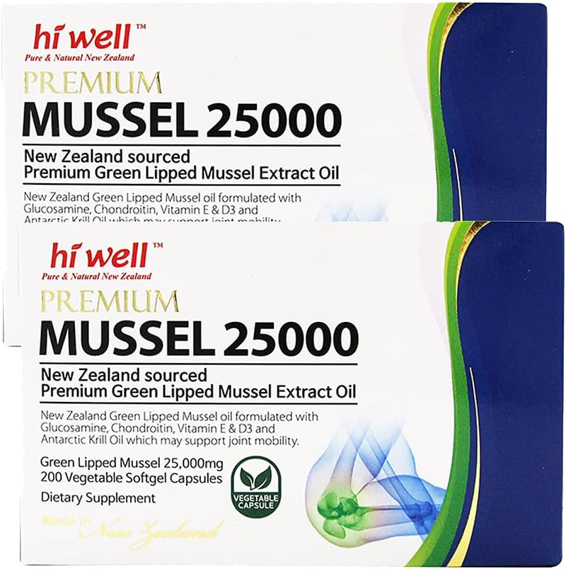 Hi Well Premium Mussel 25000 - 200 Vegetable Soft gel capsule Capsules (Pack of 2) - görsel 1