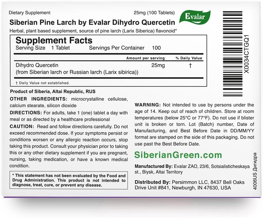 Evalar Dihydro Quercetin Siberian Larch Bioflavonoid 100 Tablets - görsel 4