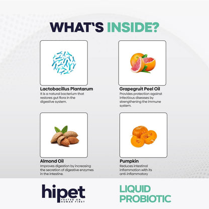 HiPet Liquid Probiotics for Dogs and Cats - Digestive Enzymes, 13 Billion CFU/ml, 50 ml