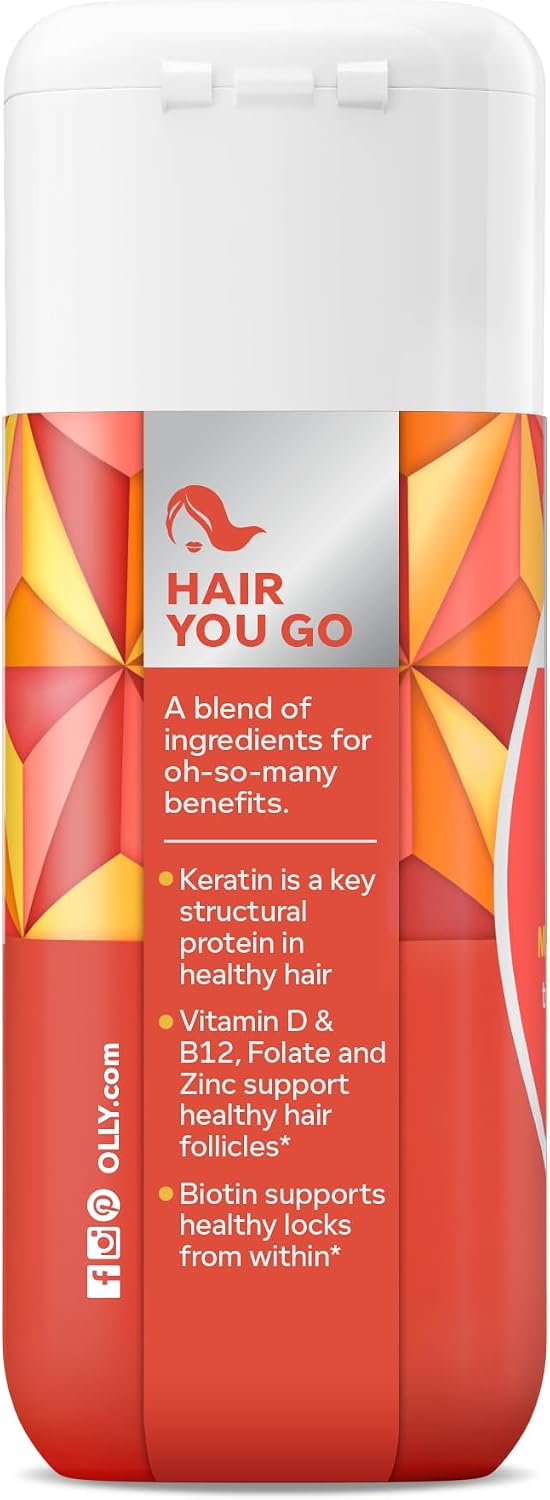 OLLY Ultra Strength Hair Softgels - Biotin, Keratin, Vitamin D & B12, 30 Softgels - görsel 9
