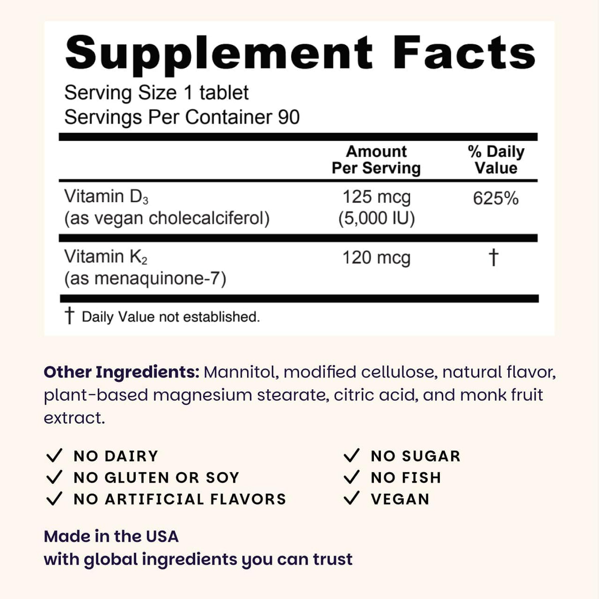 EZ Melts Dissolvable Vegan Vitamin D3 + K2 5,000 IU, Green Apple, 90 Tablets - görsel 3