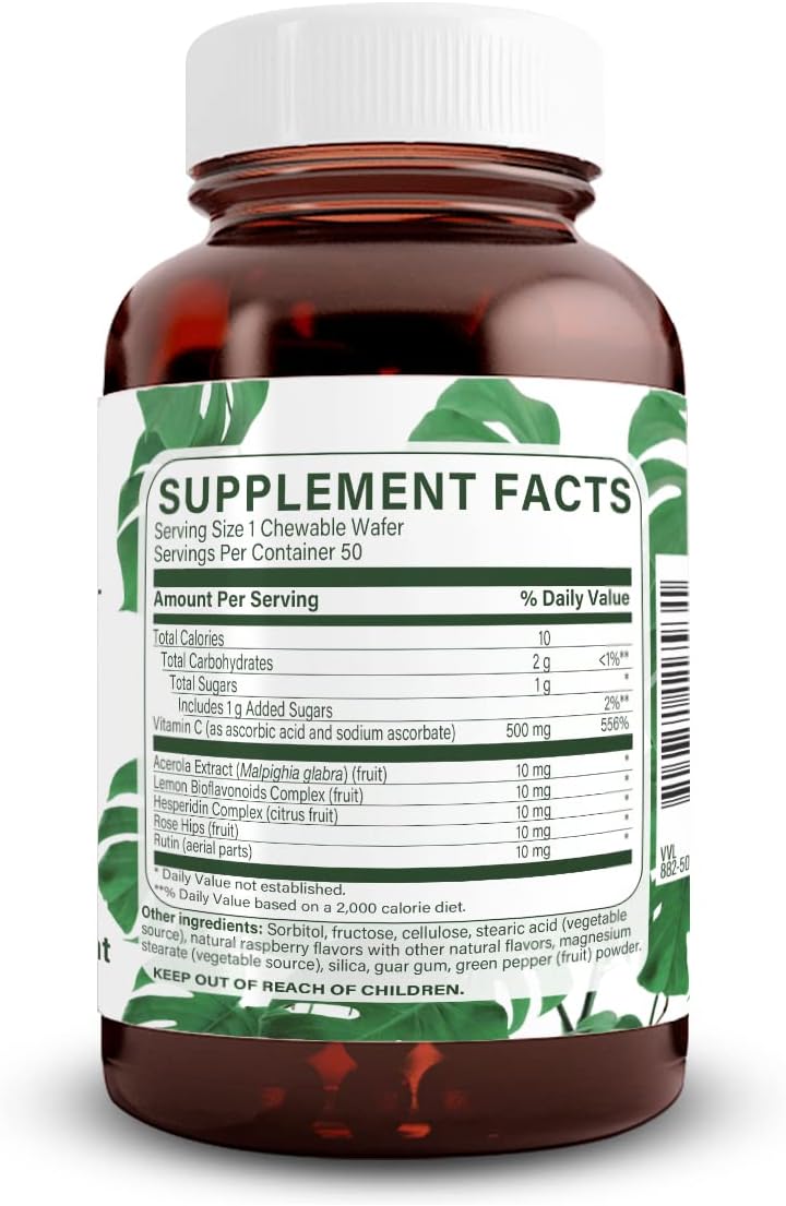Natural Nutra Vitamin C Supplement for Kids and Adults – 500 mg, 50 Vegan Wafers - görsel 2