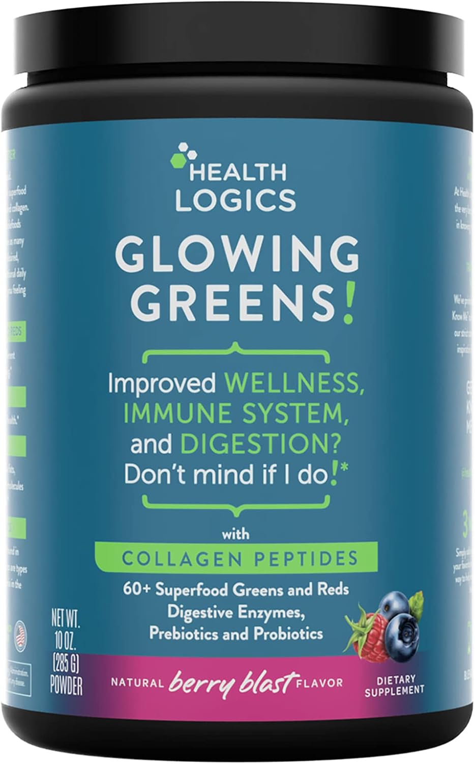 Health Logics Glowing Greens Superfood Powder with Collagen Peptides - görsel 1