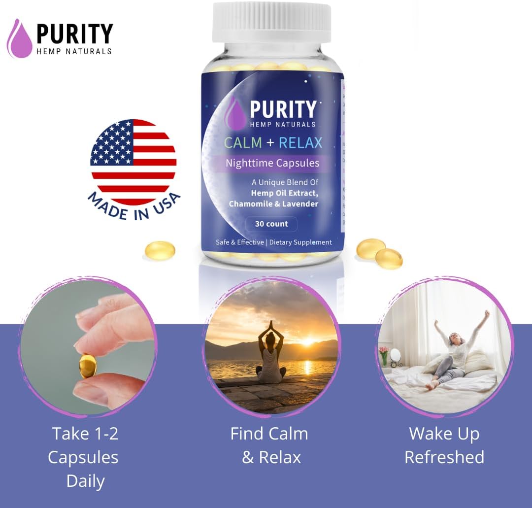 Purity Hemp Naturals Calm + Relax Nighttime Capsules - görsel 1