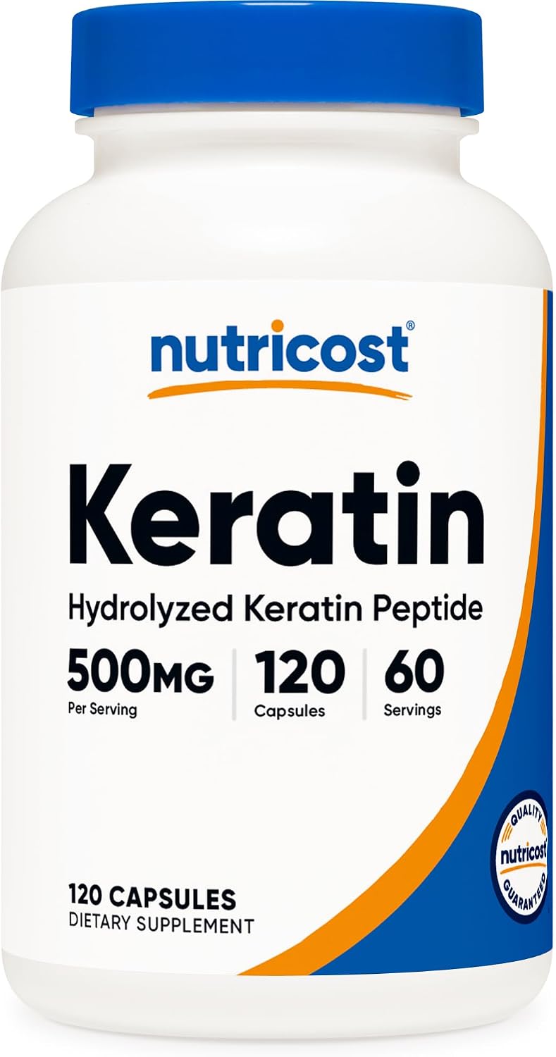 Nutricost Keratin Hydrolysed Peptide Capsules - 500mg, 120 Capsules (60 Servings) - Non-GMO, Gluten-Free - görsel 1