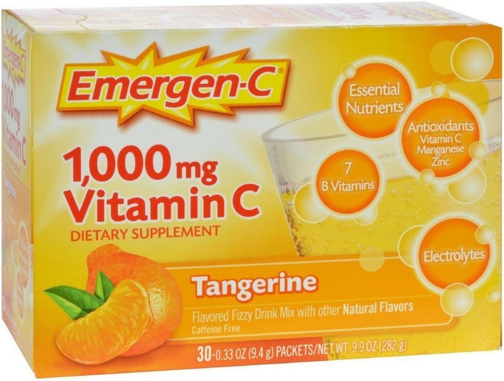 Emergen-C Vitamin C Tangerine Flavour Drink Mix – 30 Sachets (Pack of 12) - görsel 1