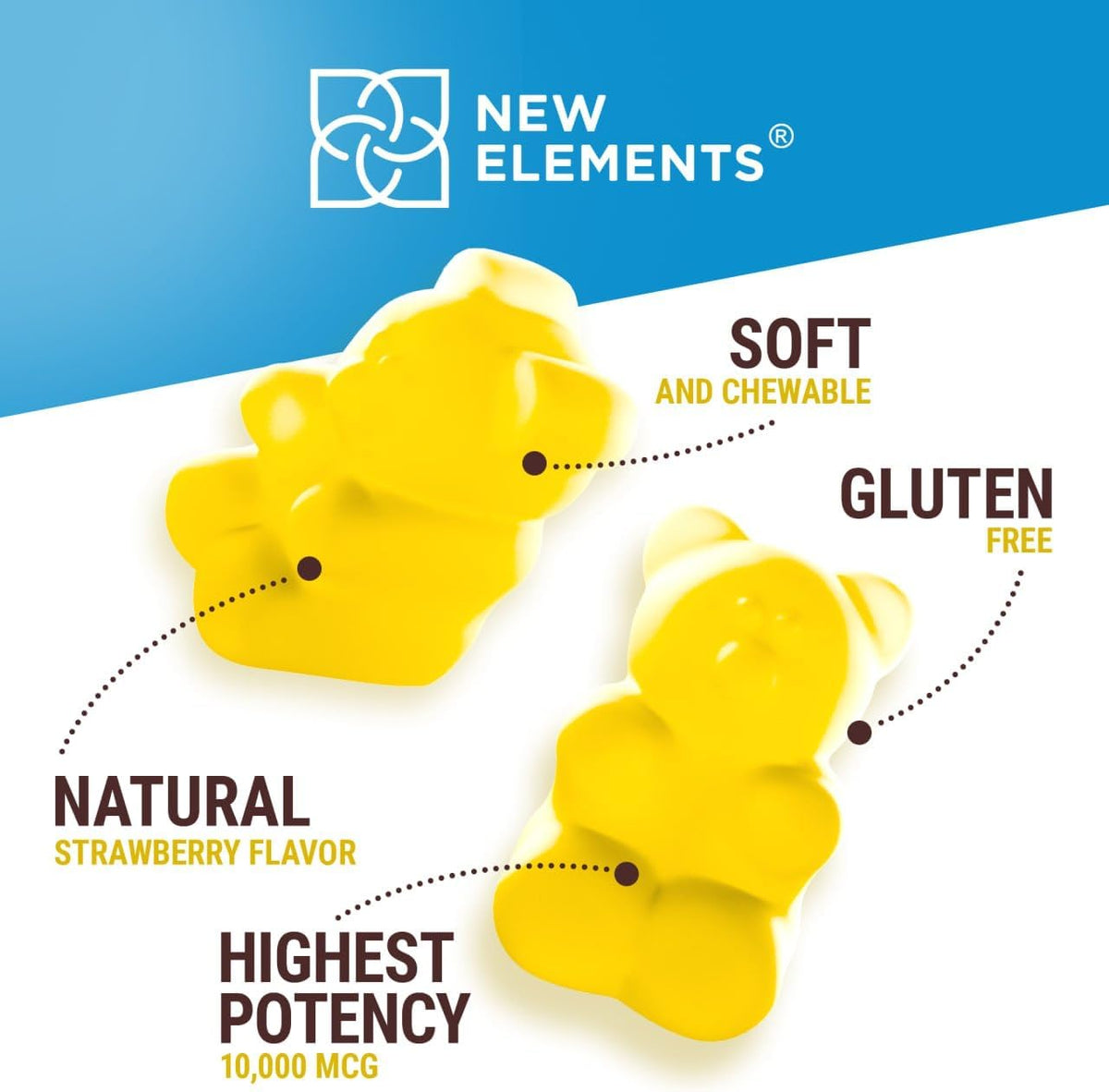New Elements Biotin Gummies with Collagen, Vitamin D3, Saw Palmetto & Hyaluronic Acid for Hair, Skin and Nails - Non-GMO, Gluten-Free, Natural Pineapple Flavour - görsel 8