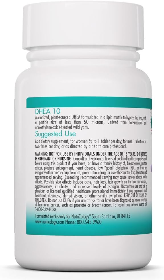 Nutricology DHEA 10 mg - Micronised Lipid Matrix Tablets (60 Tablets) - görsel 3