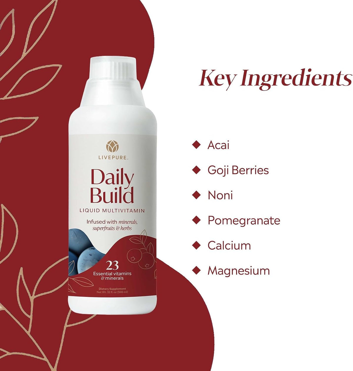 PURE Daily Build Liquid Multivitamin & Mineral Supplement with Superfruits, 946 ml - görsel 4