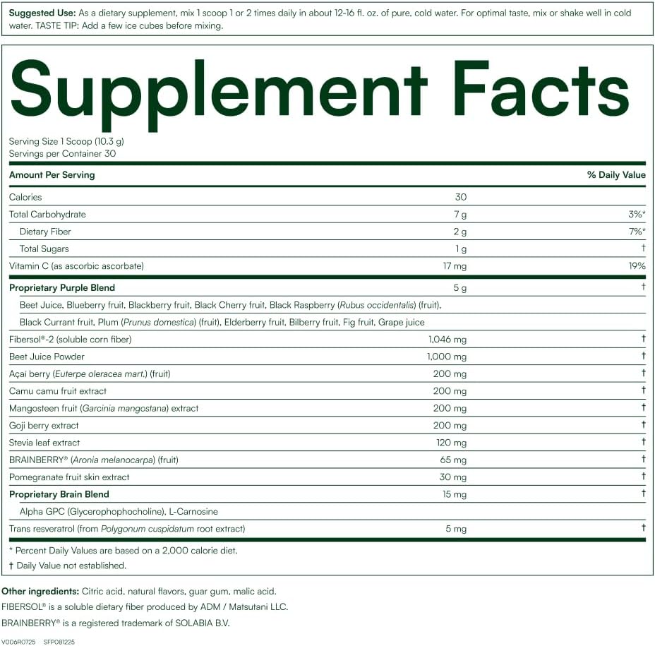 Purity Products Perfect Purples Powder - Phytonutrient Rich Healthy Ageing Supplement with P40p Pomegranate Extract - 30 Day Supply - görsel 2