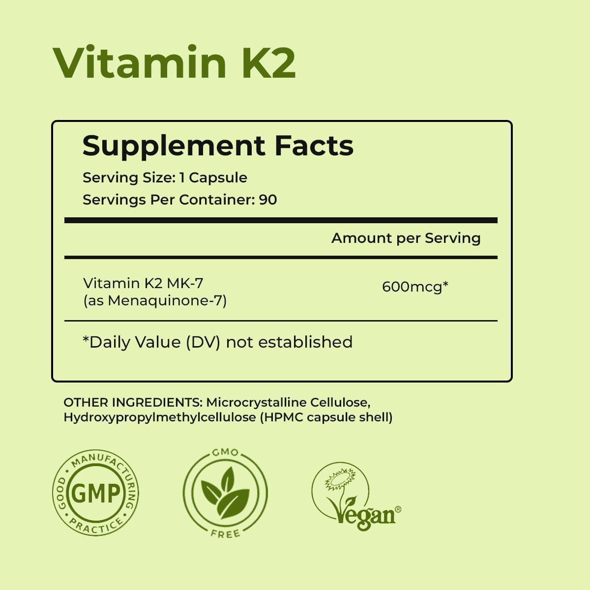 NutriZing K2 Vitamin Supplement MK7-600 µg – 90 Capsules - görsel 7