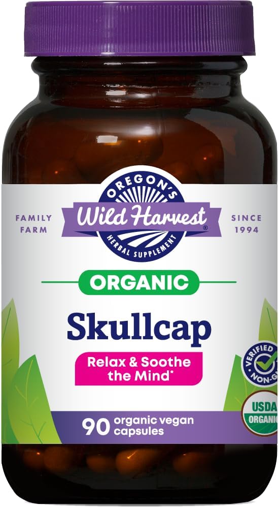 Oregon's Wild Harvest Organic Skullcap Vegan Capsules, 90 Count - görsel 1