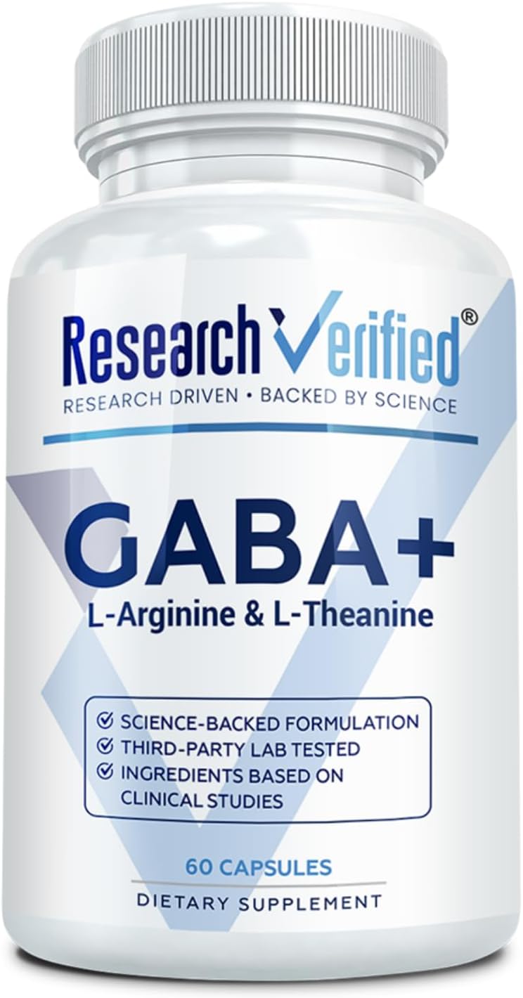 Research Verified GABA+ - Relaxation, Mood & Sleep Support - 600mg GABA, L-Arginine, L-Theanine, P5P, BioPerine - 60 Vegan Capsules (Pack of 3) - görsel 9