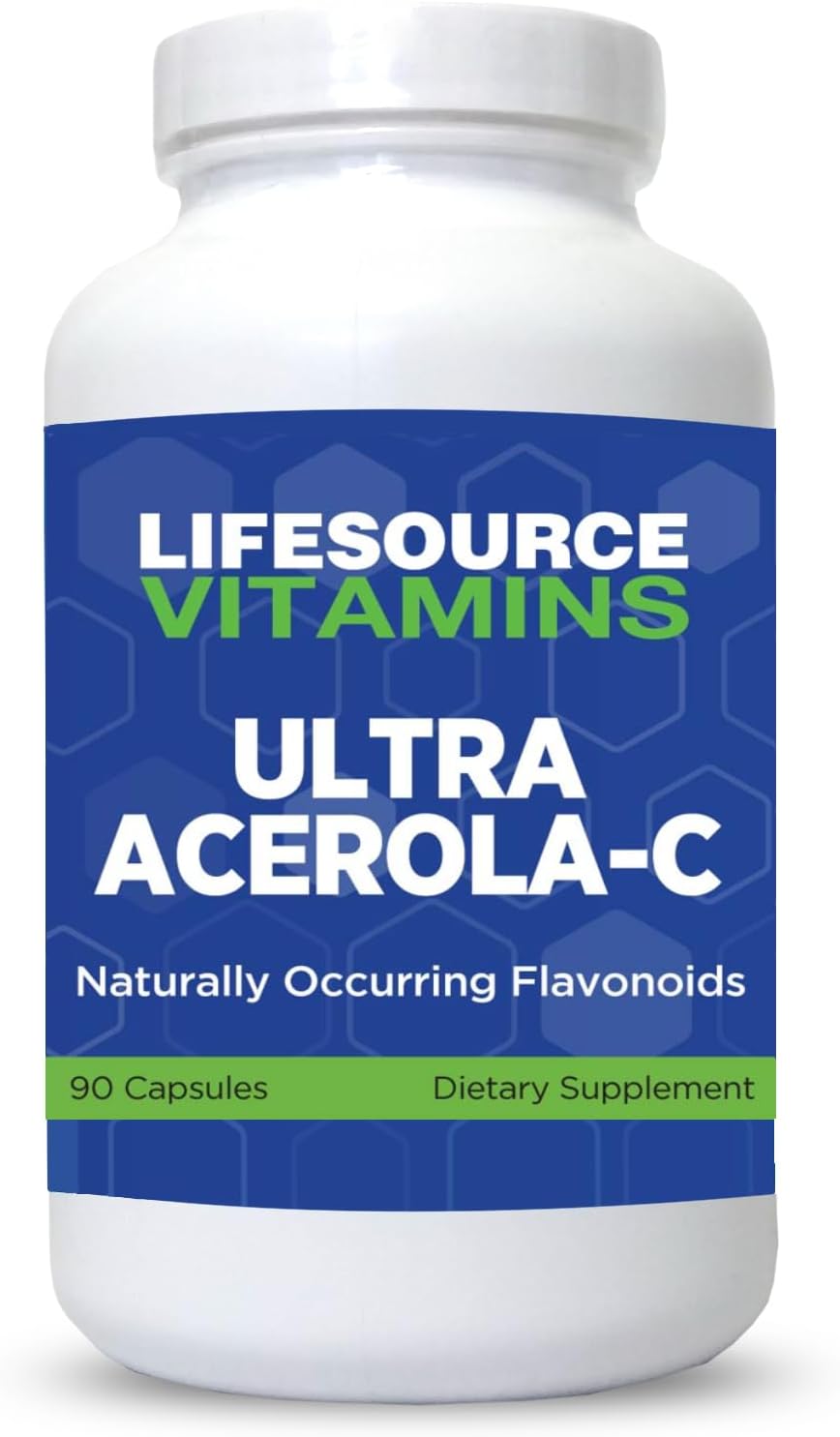 LifeSource Vitamins Ultra Acerola-C - Acerola Berry Powder 1500 mg - 90 Capsules - 500 mg Vitamin C per Serving - görsel 1