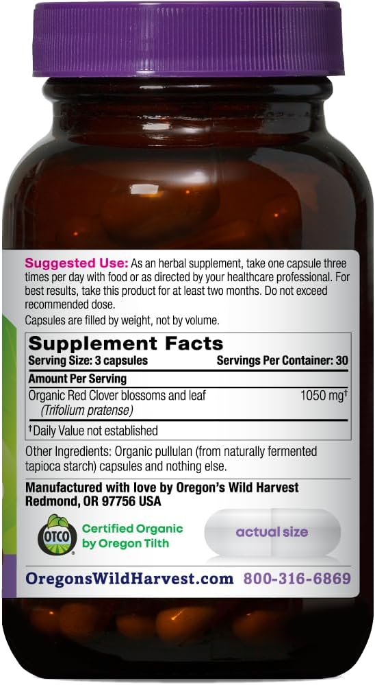 Oregon's Wild Harvest Organic Red Clover Capsules, Non-GMO, 90 Capsules - görsel 2