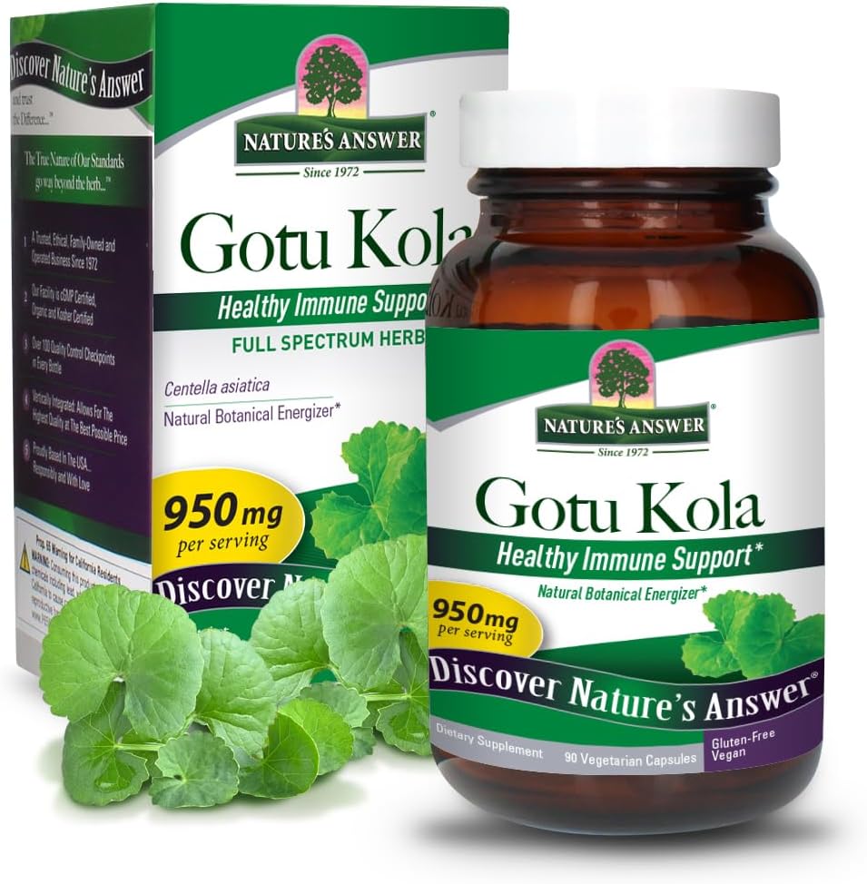 Nature's Answer Gotu Kola Herbal Vegetarian Capsules, 90 Capsules - görsel 1