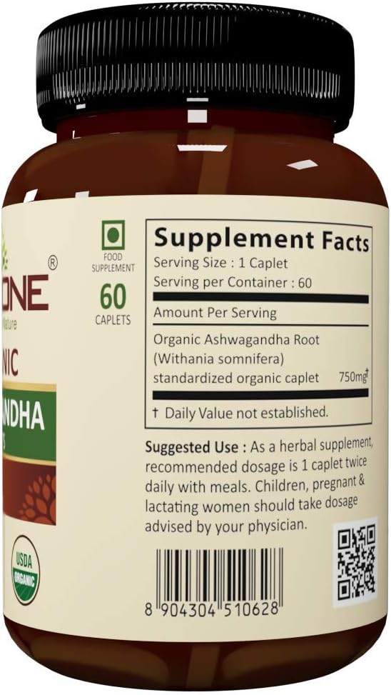 VEDAONE Organic Ashwagandha Tablets - 750mg, 60 Count - görsel 4