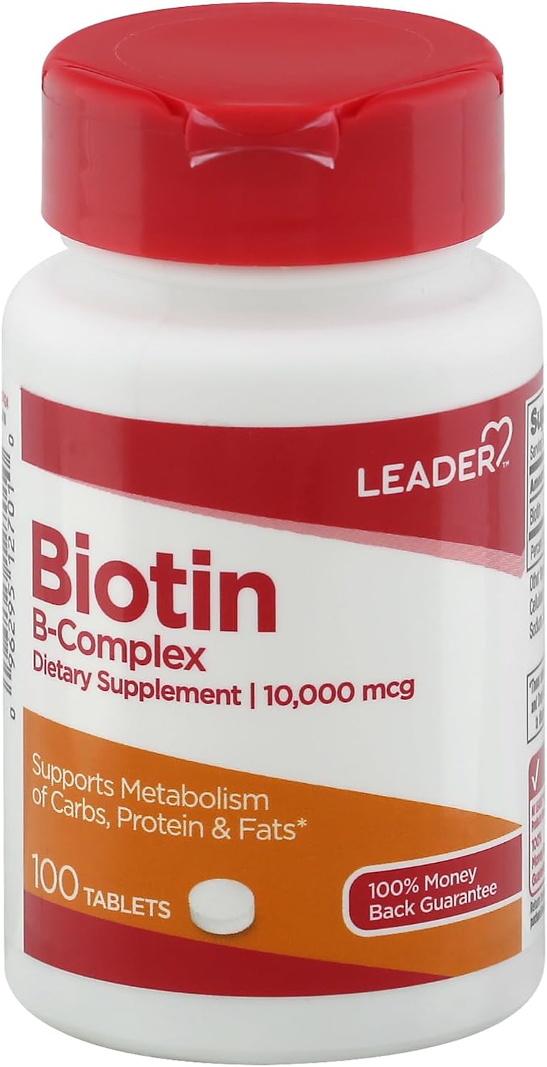 Leader Biotin 10,000 mcg Tablets, 100 Tablets - görsel 1