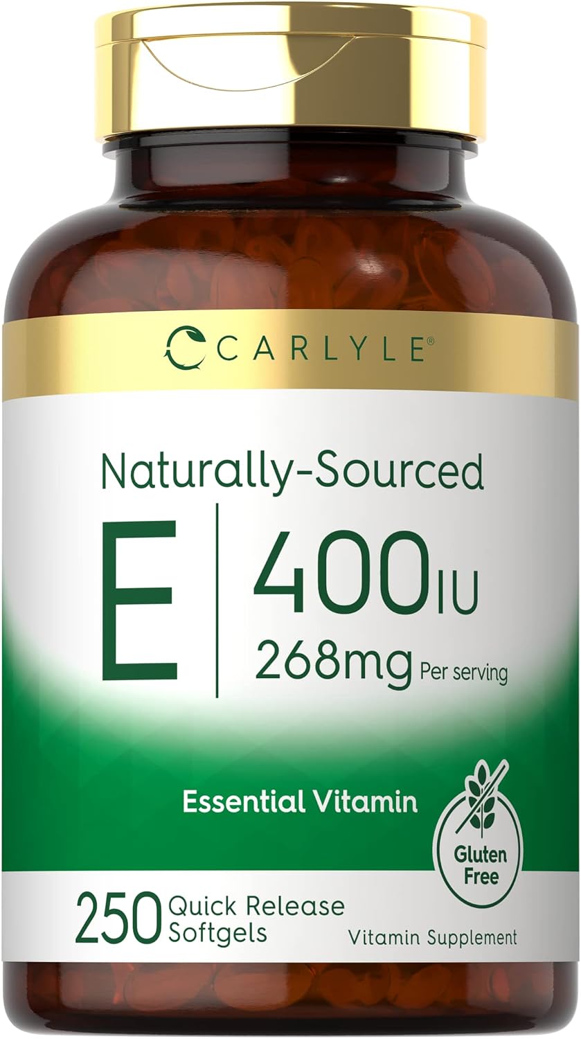 Carlyle Vitamin E 400 IU Softgels | 250 Count | Naturally Sourced Food Supplement | Non-GMO and Gluten-free - görsel 1