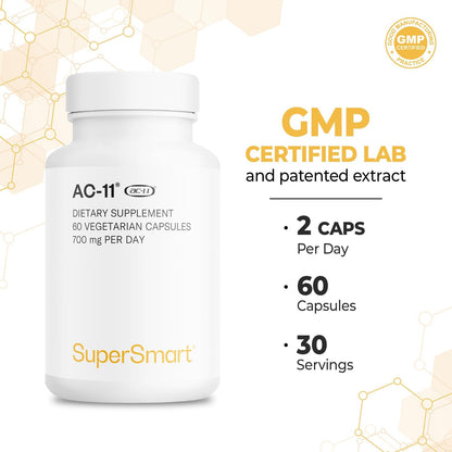 Supersmart AC-11 Supplement – Cat’s Claw Extract – Non-GM & Gluten-Free – 60 Vegetarian Capsules
