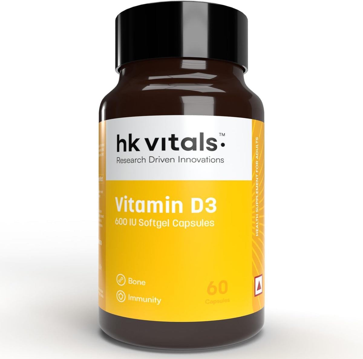 Vitamin D3 (600 IU) - 60 Capsules | with Sunflower Oil for Enhanced Absorption - görsel 1
