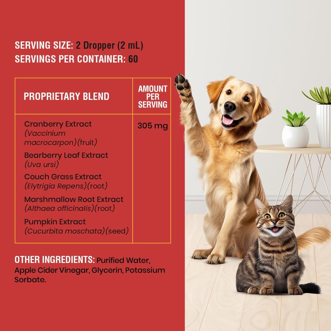 Cat & Dog Urinary Tract Support – Natural Cranberry Drops for Bladder and Kidney Health – Supports Incontinence and Frequent Urination – Pet Renal Care Drops - görsel 5